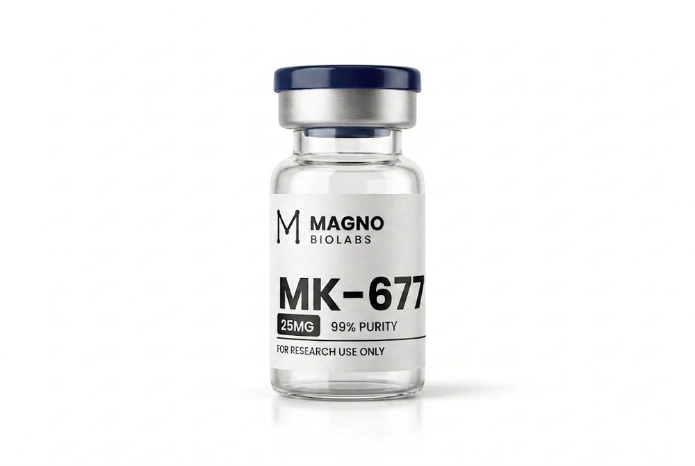 Vial de MK-677 / Ibutamoren 25 mg · cápsulas - pureza 99% - Magno Biolabs