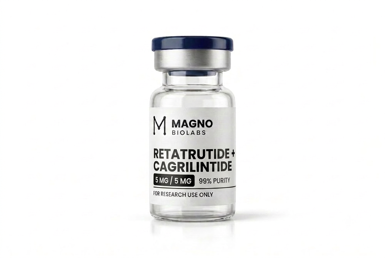 Vial de Retatrutide + Cagrilintide 5 mg / 5 mg - pureza 99% - Magno Biolabs